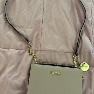 Steve Madden Cream Crossbody Bag with Gold Accents